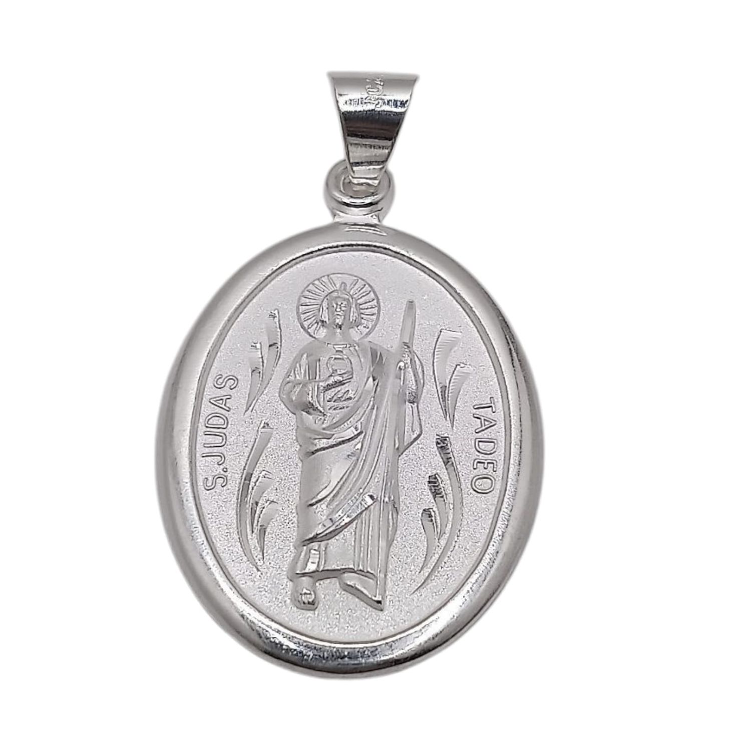 MEDALLA SAN JUDAS OVALADA 4 CM PLATA .925