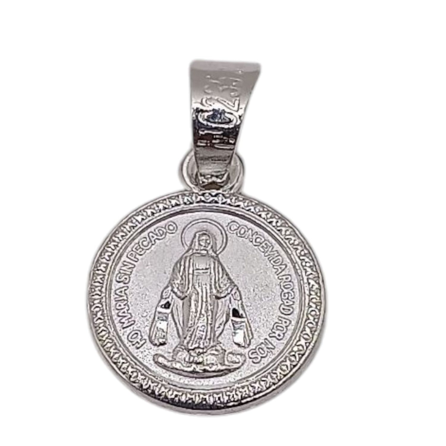 DIJE  VIRGEN MILAGROSA  1.8 CM LARGO TOTAL PLATA .925