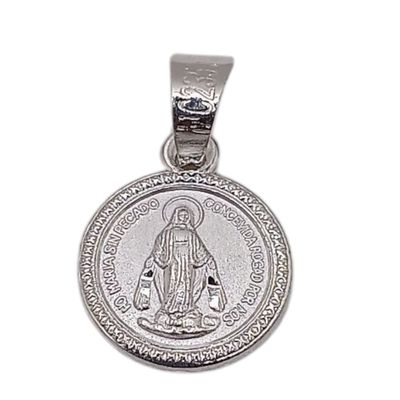DIJE  VIRGEN MILAGROSA  1.8 CM LARGO TOTAL PLATA .925