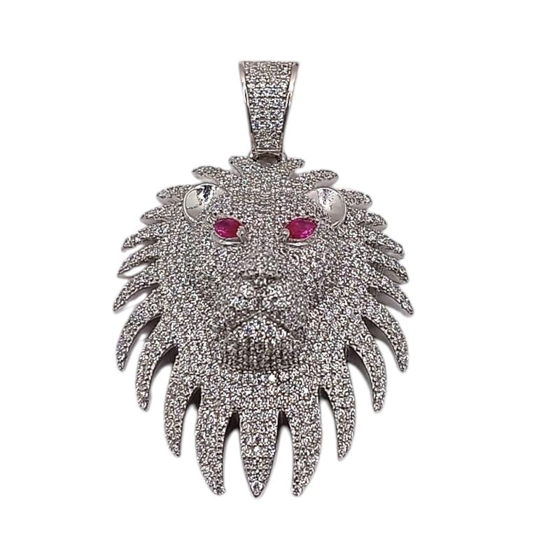 DIJE GDE CABEZA DE LEON  4.5 CM PLATA .925