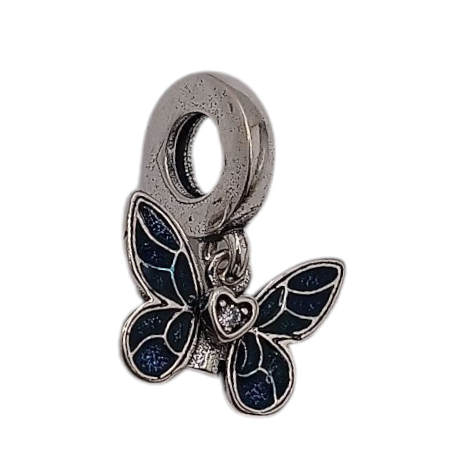 DIJES PARA PULSERA  MARIPOSA AZUL PLATA .925