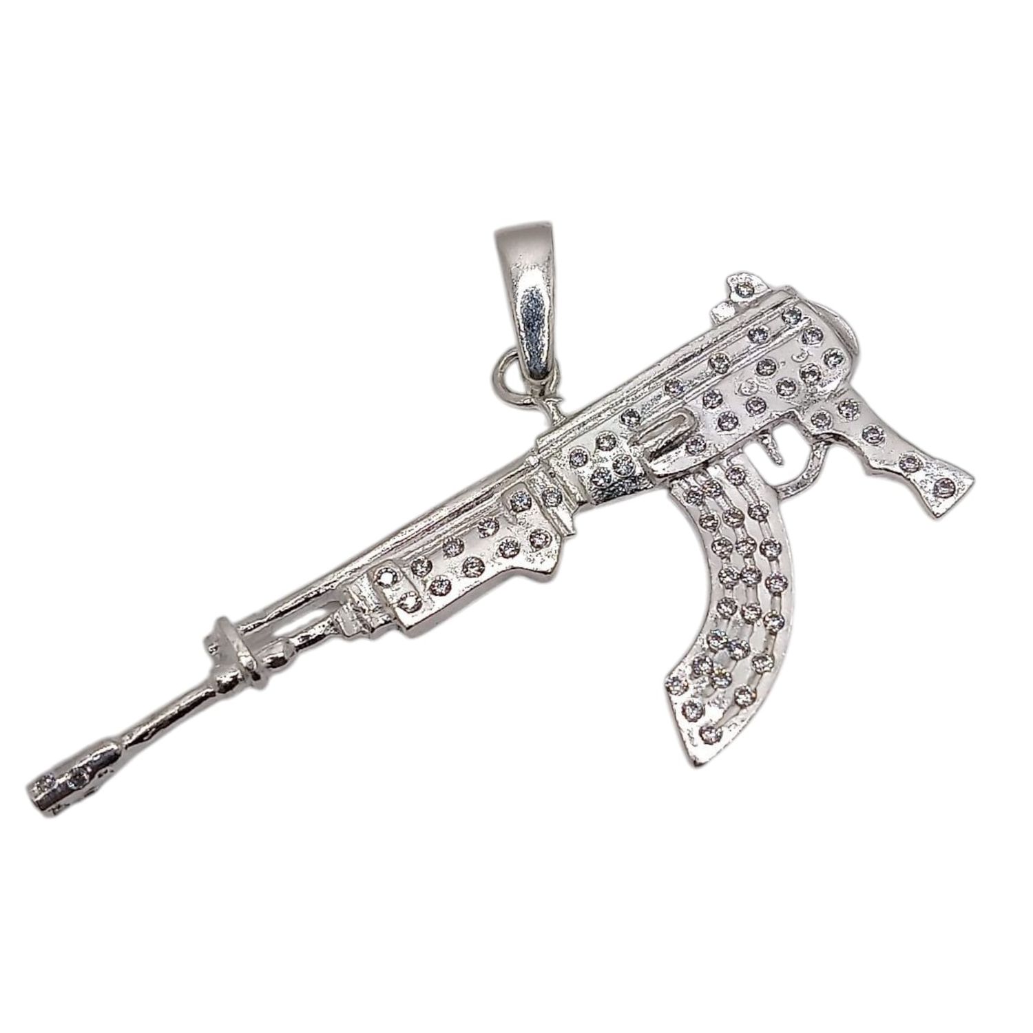 DIJE RIFLE 5.5 CM ANCHO PLATA .925