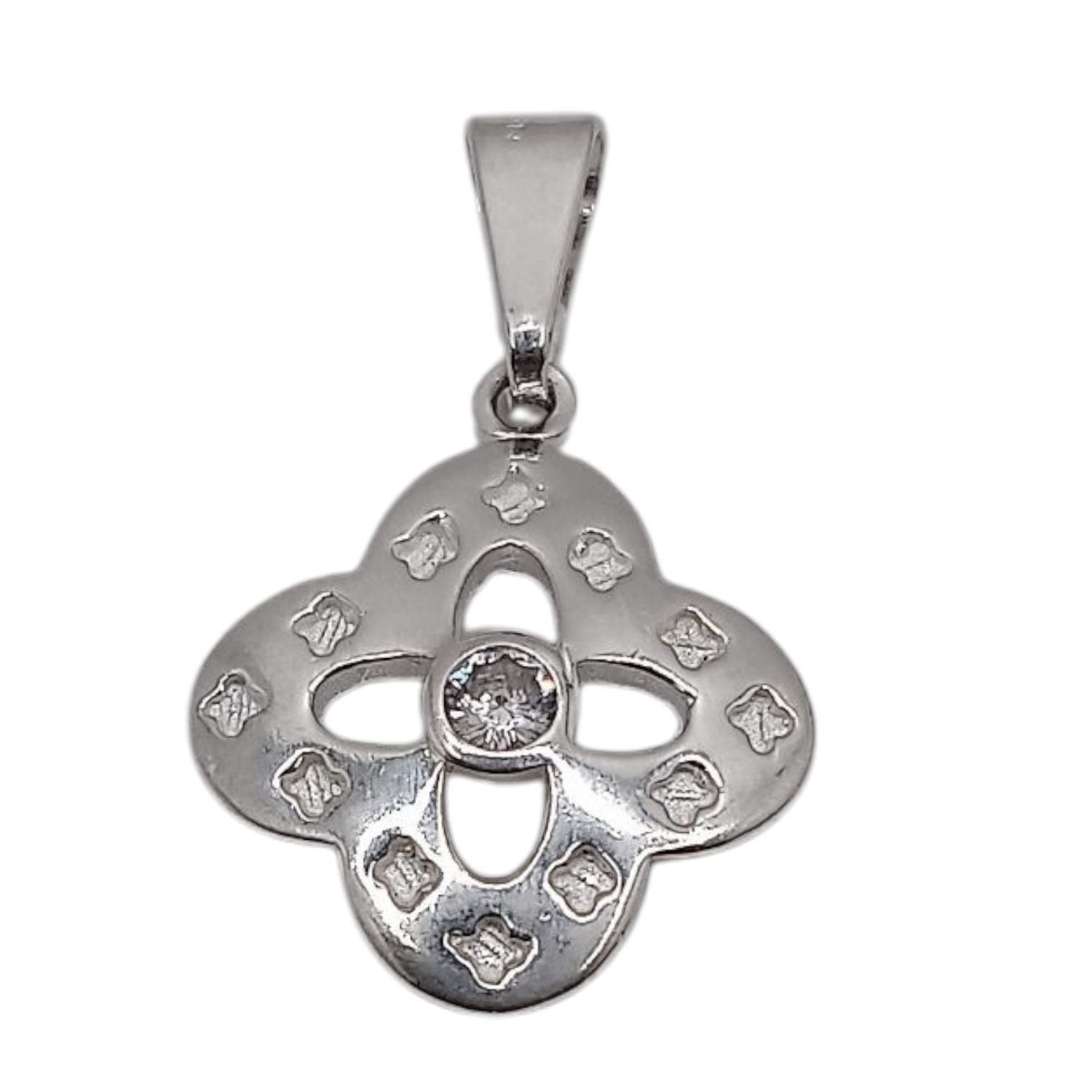 DIJE FLOR CON CZ 2 CM PLATA .925