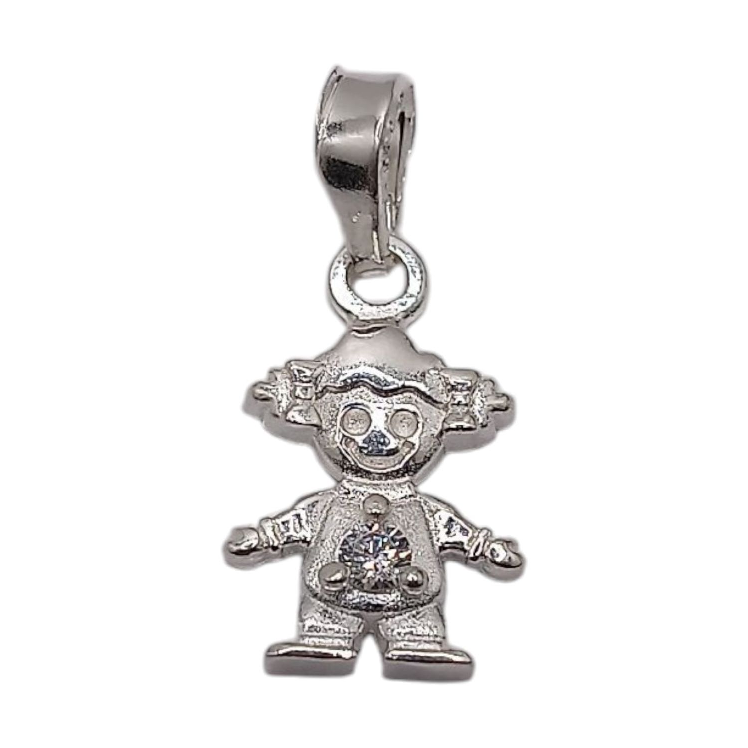 DIJE NIÑA CZ BCA 2 CM  PLATA .925