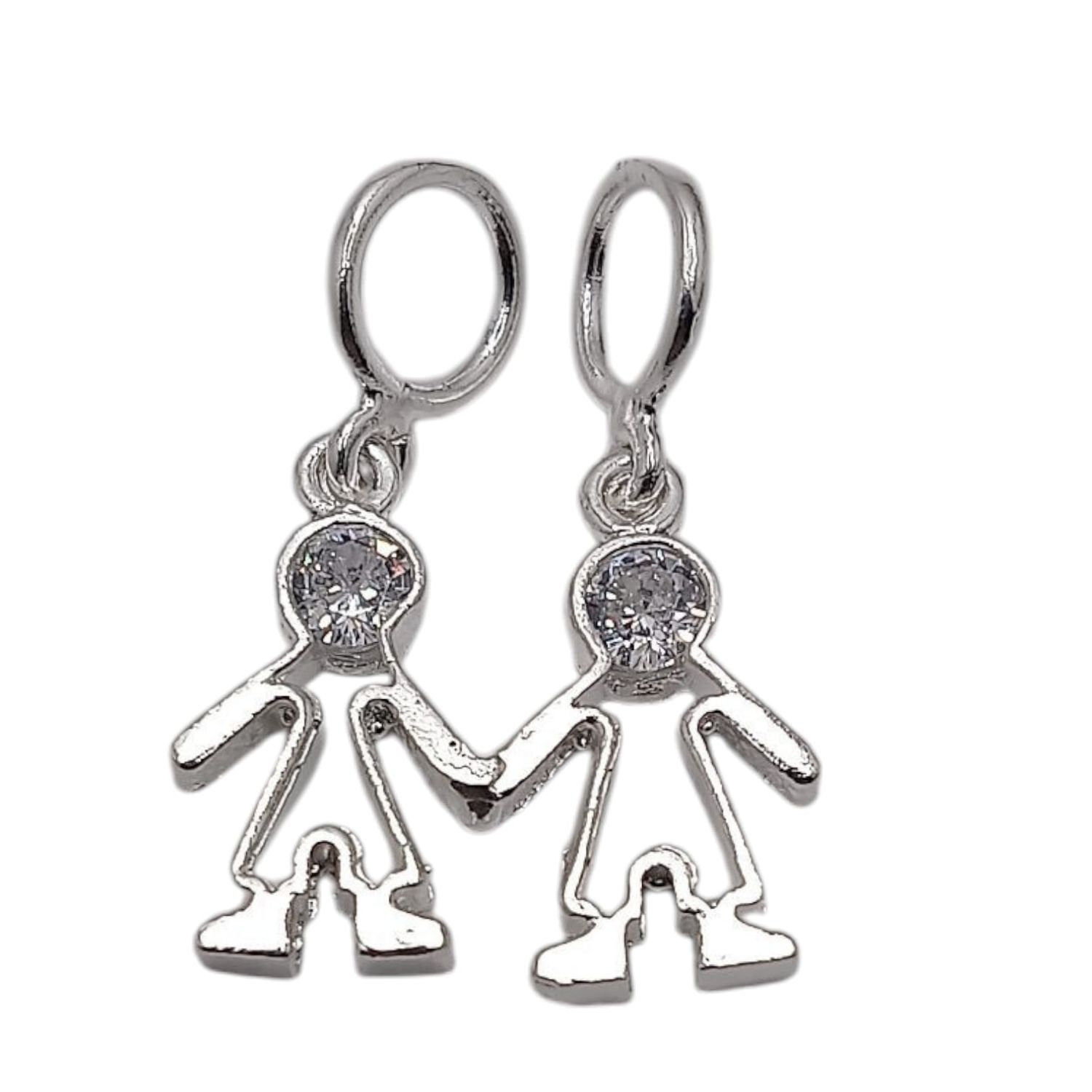 DIJE 2 NIÑOS CZ BCA  2 CM PLATA .925