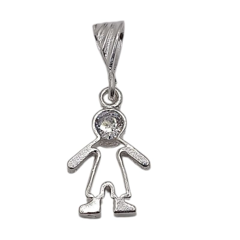 DIJE NIÑO CZ BCA 2 CM  PLATA .925