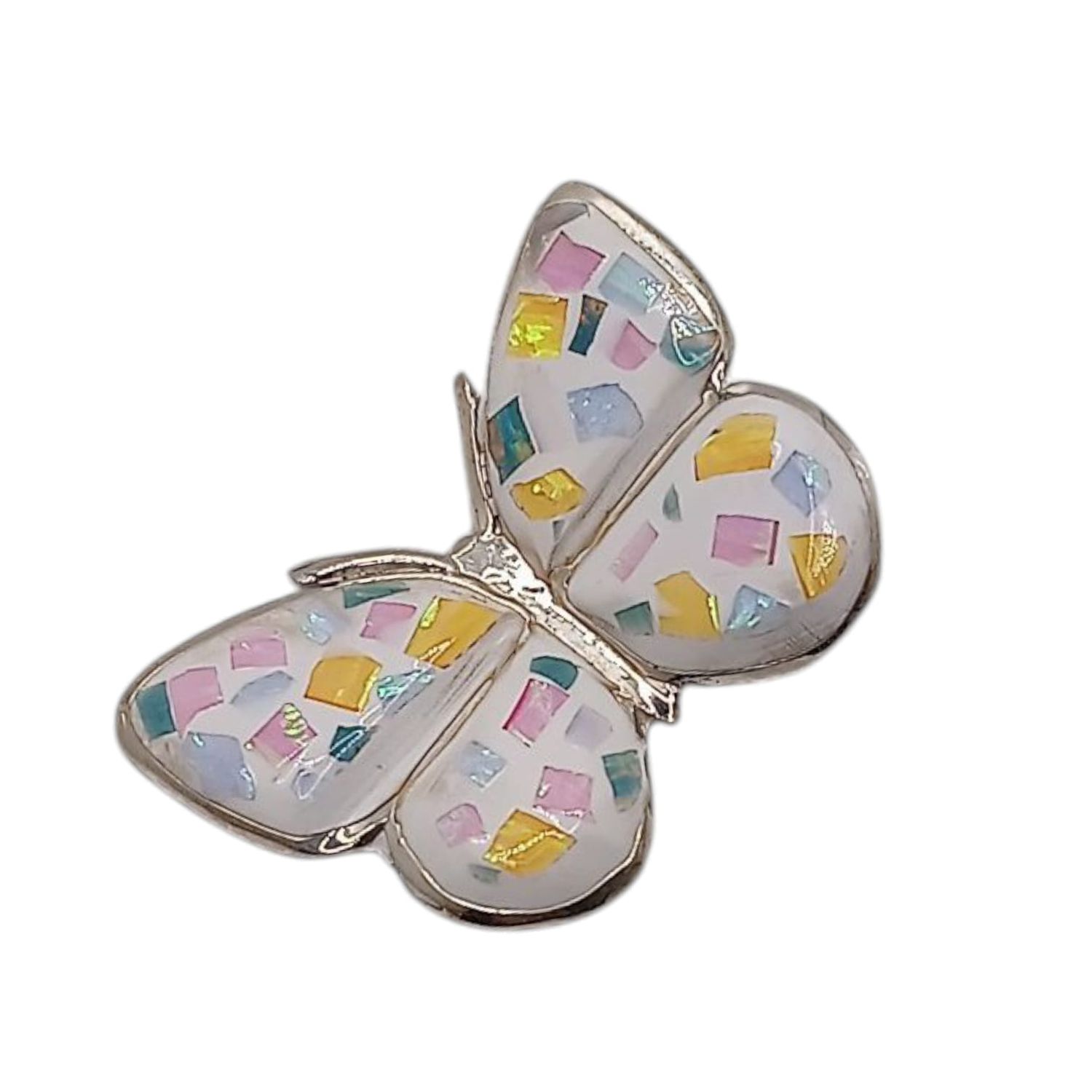 DIJE MARIPOSA ESMALTADA ANCHO 3 CM PLATA .925
