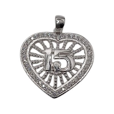 DIJE QUINCE AÑOS ULTRA FANCY ITALIANA MIDE 3.CM PLATA 925