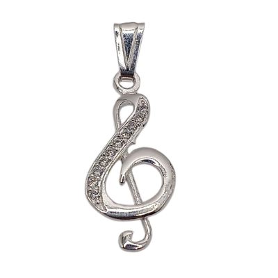 DIJE DE NOTA MUSICAL CON CZ PLATA .925