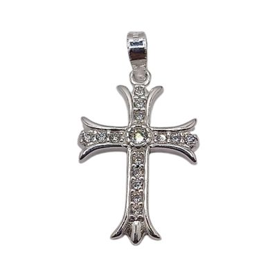 DIJE  CRUZ CON CZ 3CM PLATA .925