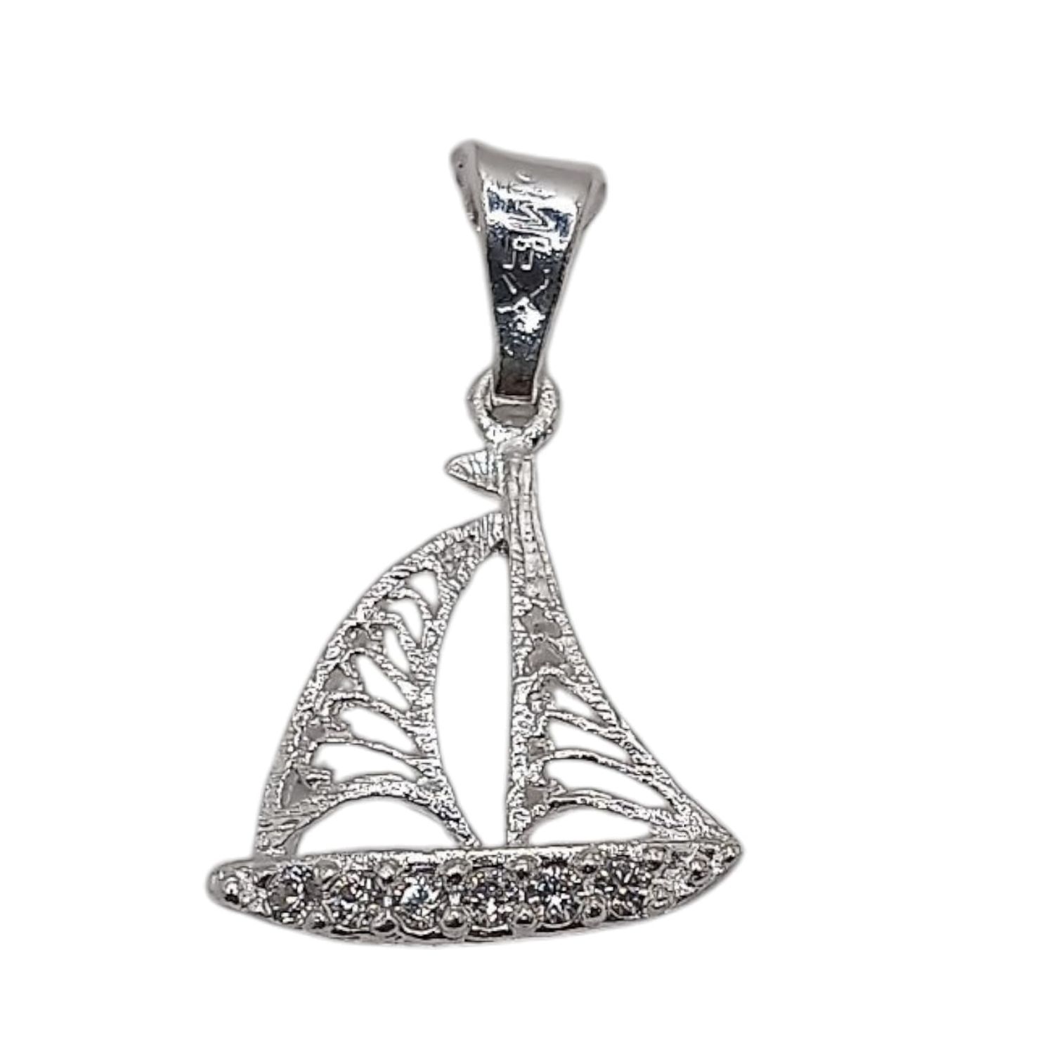 DIJE VELERO CON MINI CZ   2 CM PLATA .925