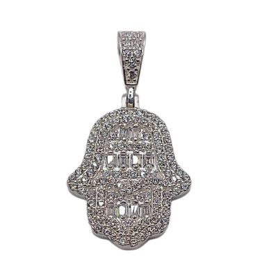 DIJE MANO DE FATIMA 3 CM LARGO TOTAL  MICROPAVE  PLATA .925