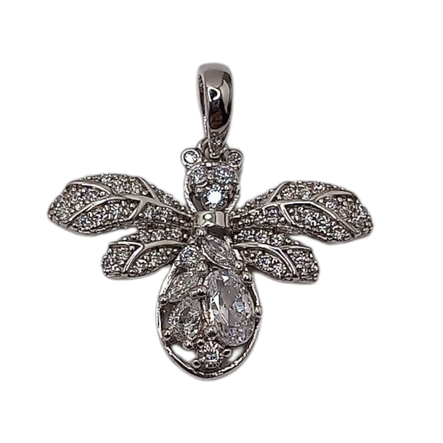DIJE ABEJA CON CZ 2 CM LARGO TOTAL PLATA .925
