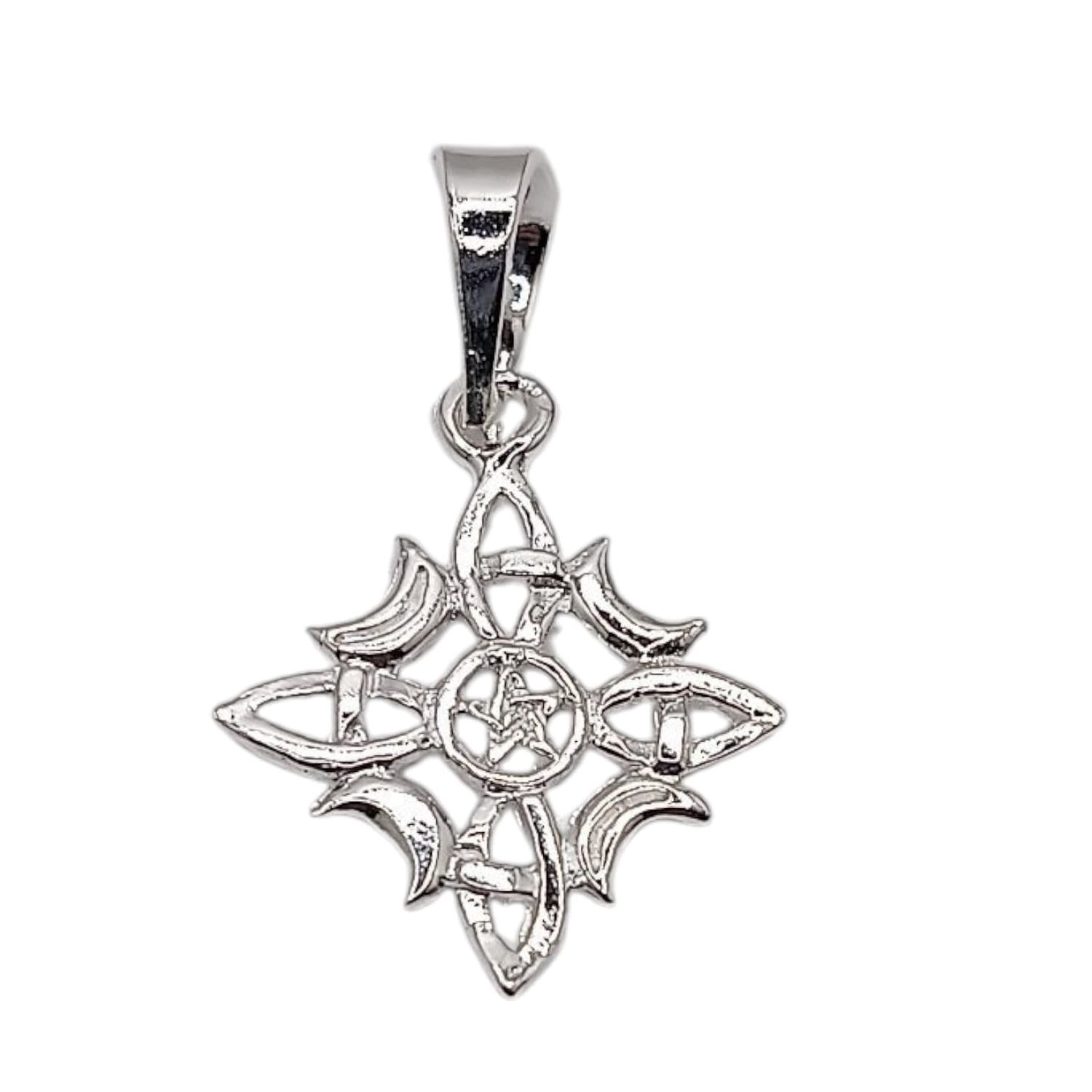 DIJE NUDO DE BRUJA  CON ESTRELLA  2.5 CM PLATA .925
