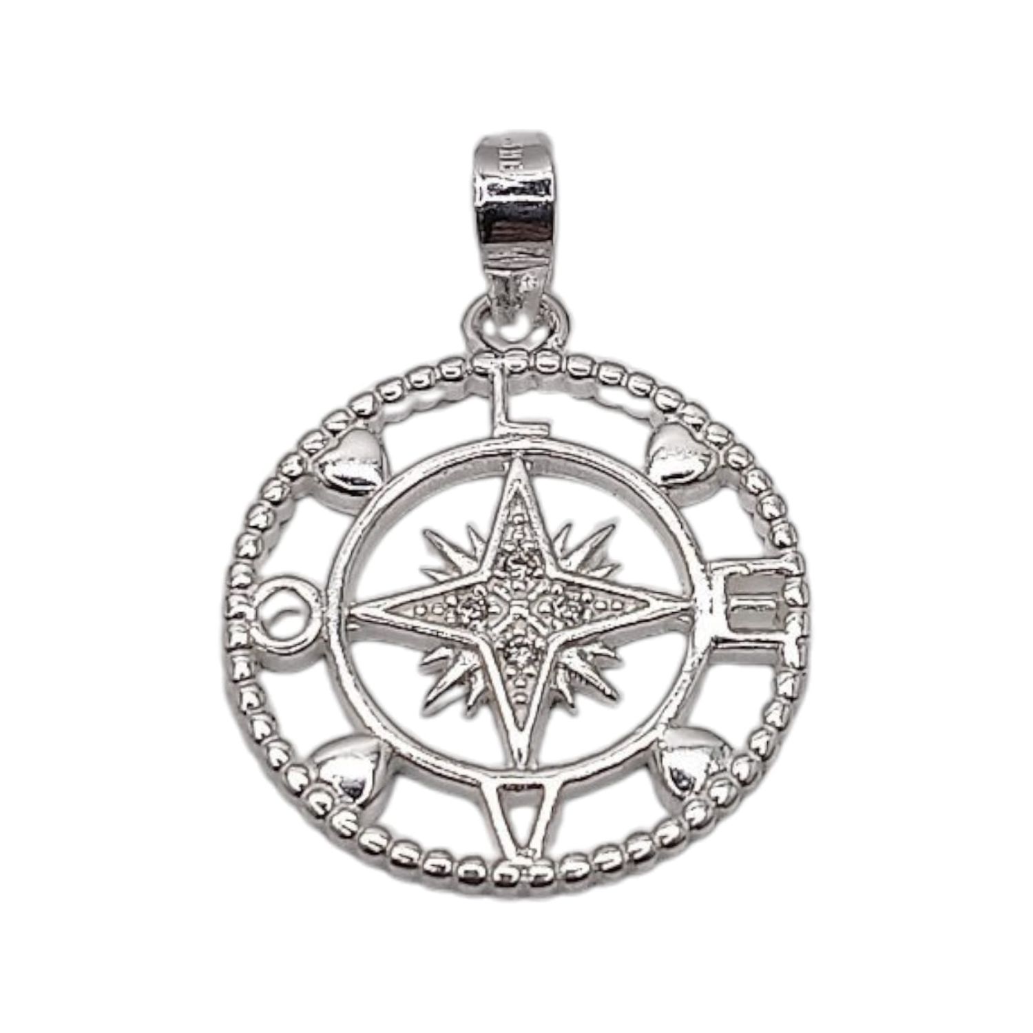 DIJE DE BRUJULA 2.5 CM PLATA .925