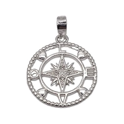 DIJE DE BRUJULA 2.5 CM PLATA .925