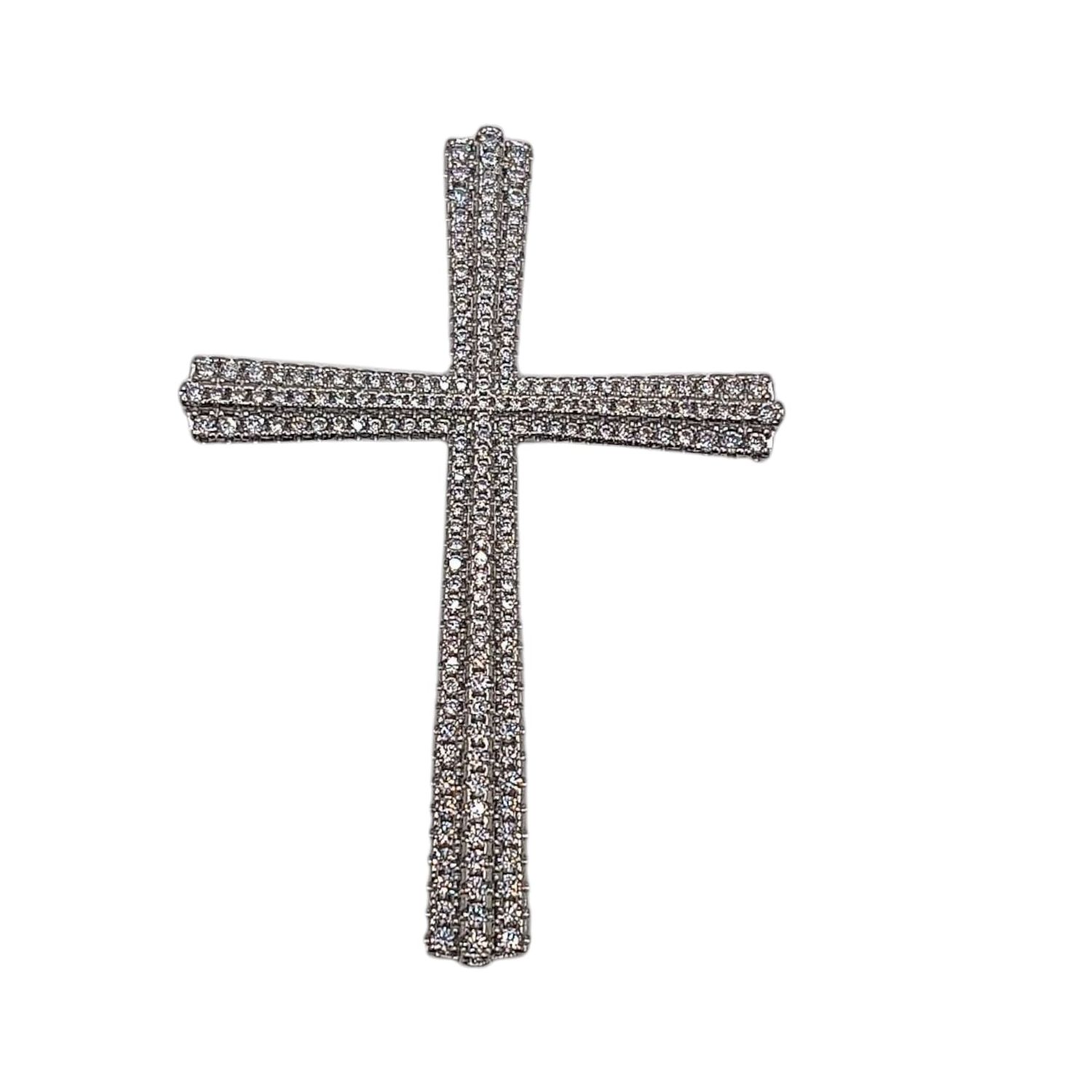 DIJE CRUZ  FANCY CON MINI CZ 5.8 CM PLATA .925