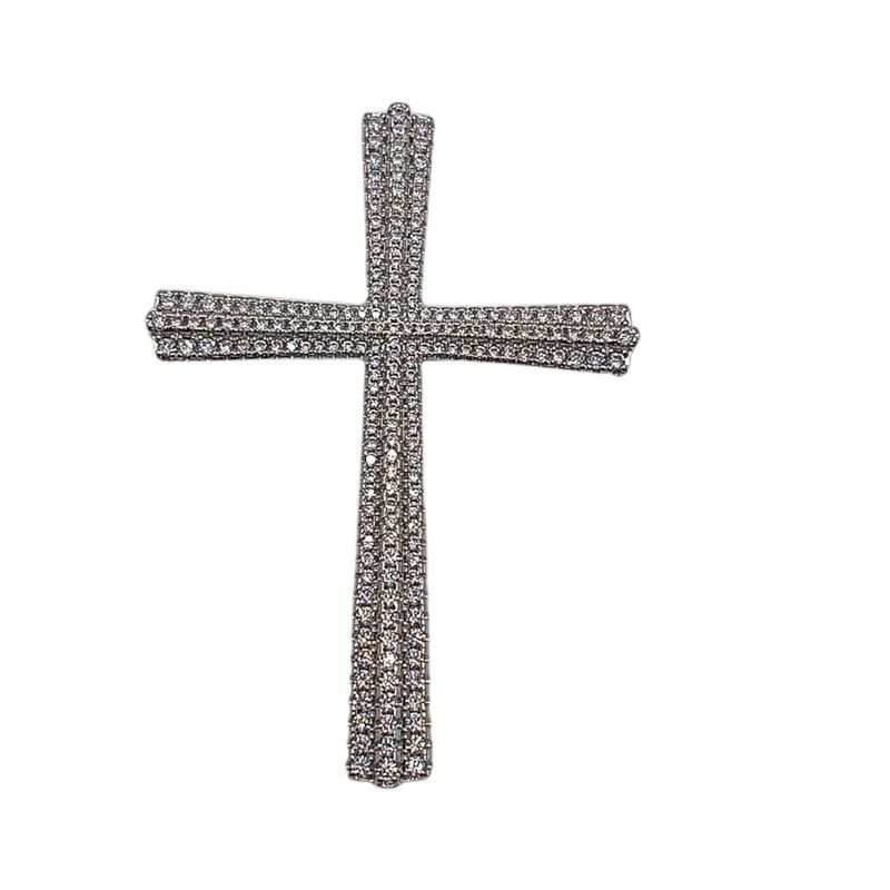 DIJE CRUZ  FANCY CON MINI CZ 5.8 CM PLATA .925