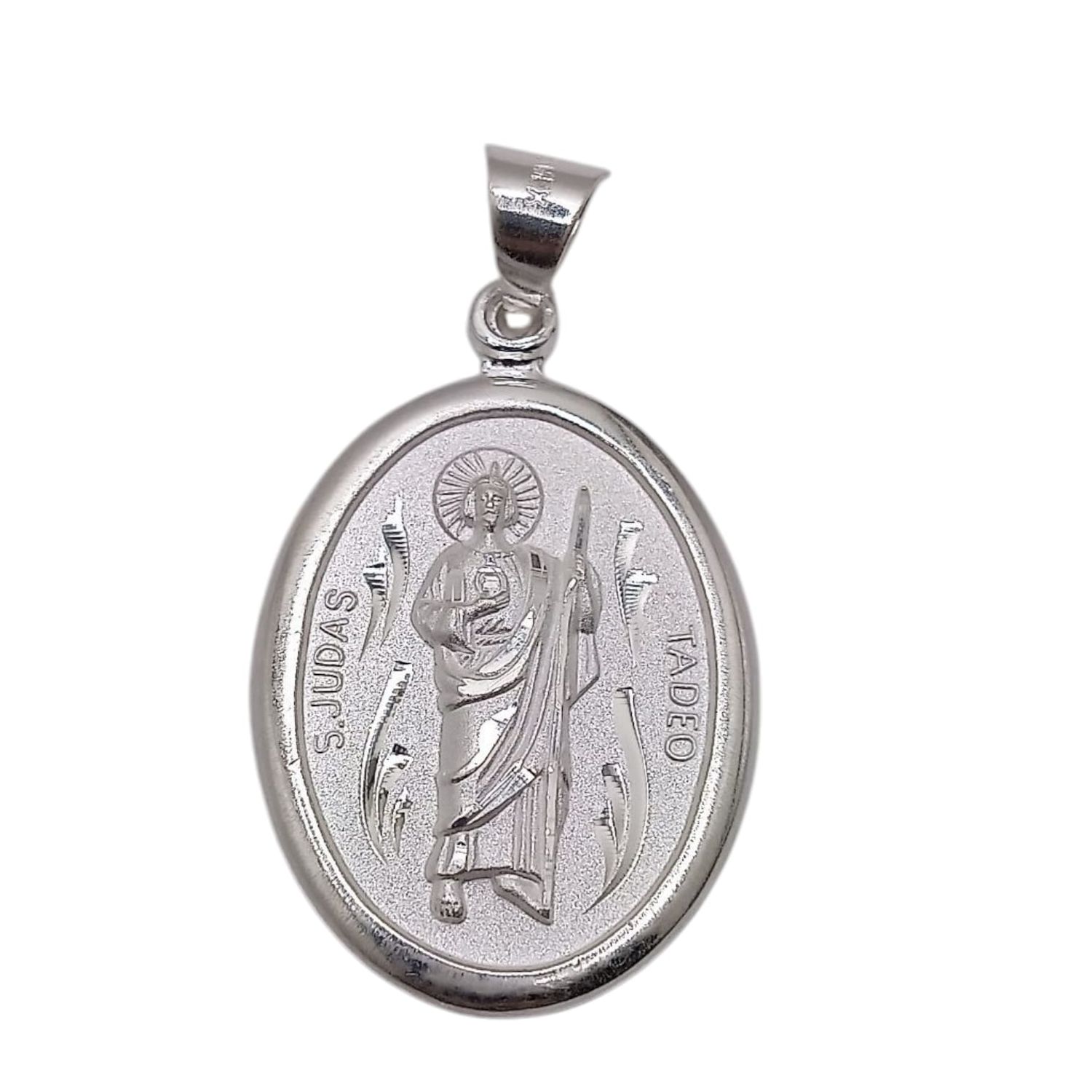 MEDALLA SAN JUDAS T  OVALADA 4 CM PLATA .925