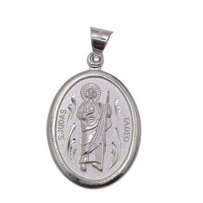 MEDALLA SAN JUDAS T  OVALADA 4 CM PLATA .925