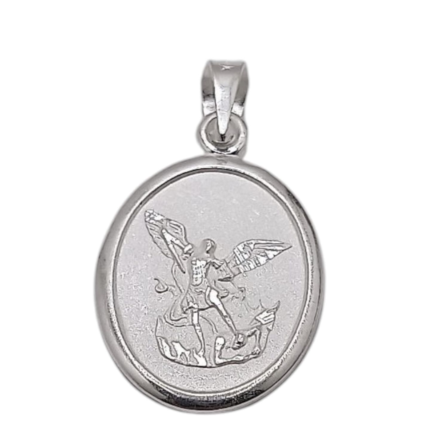 MEDALLA SAN MIGUEL ARCANGEL LARGO TOTAL 2.5 CM, PLATA .925