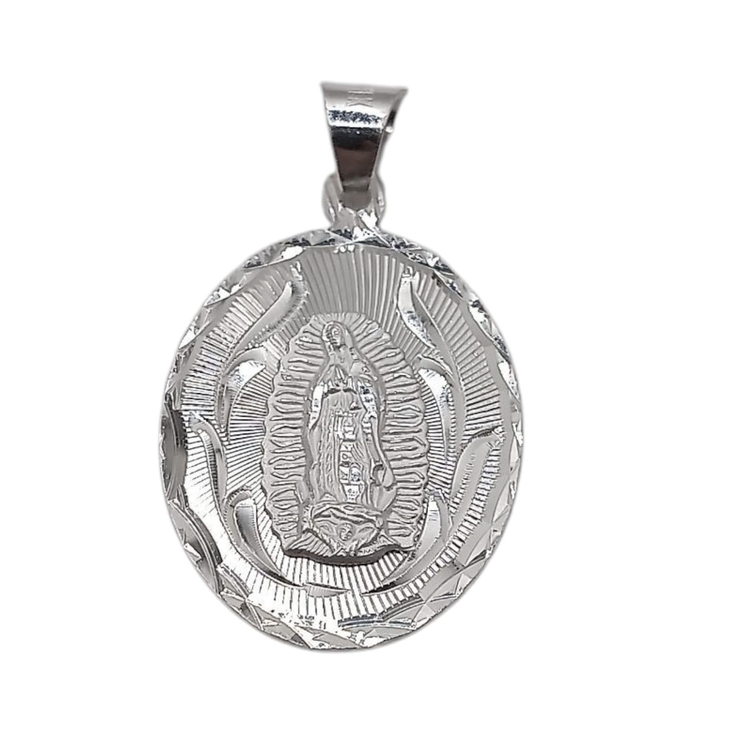 MEDALLA V DE GUADALUPE OVALADA 4 CM PLATA .925