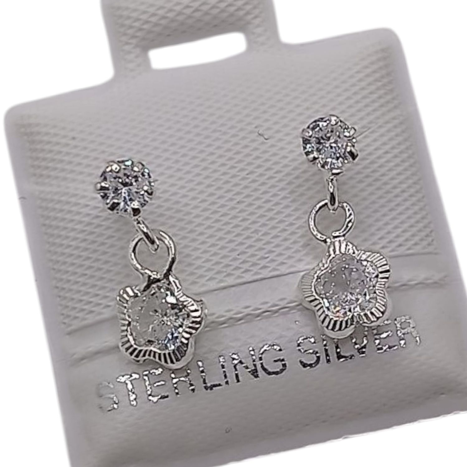 BROQUEL COLGANTE FLOR CZ BCA, BROCHE BOLITA, PLATA .925