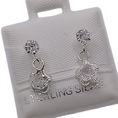 BROQUEL COLGANTE FLOR CZ BCA, BROCHE BOLITA, PLATA .925