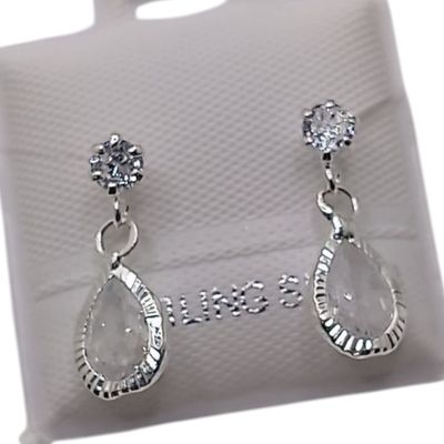 BROQUEL COLGANTE GOTA CZ BCA, BROCHE BOLITA, PLATA .925