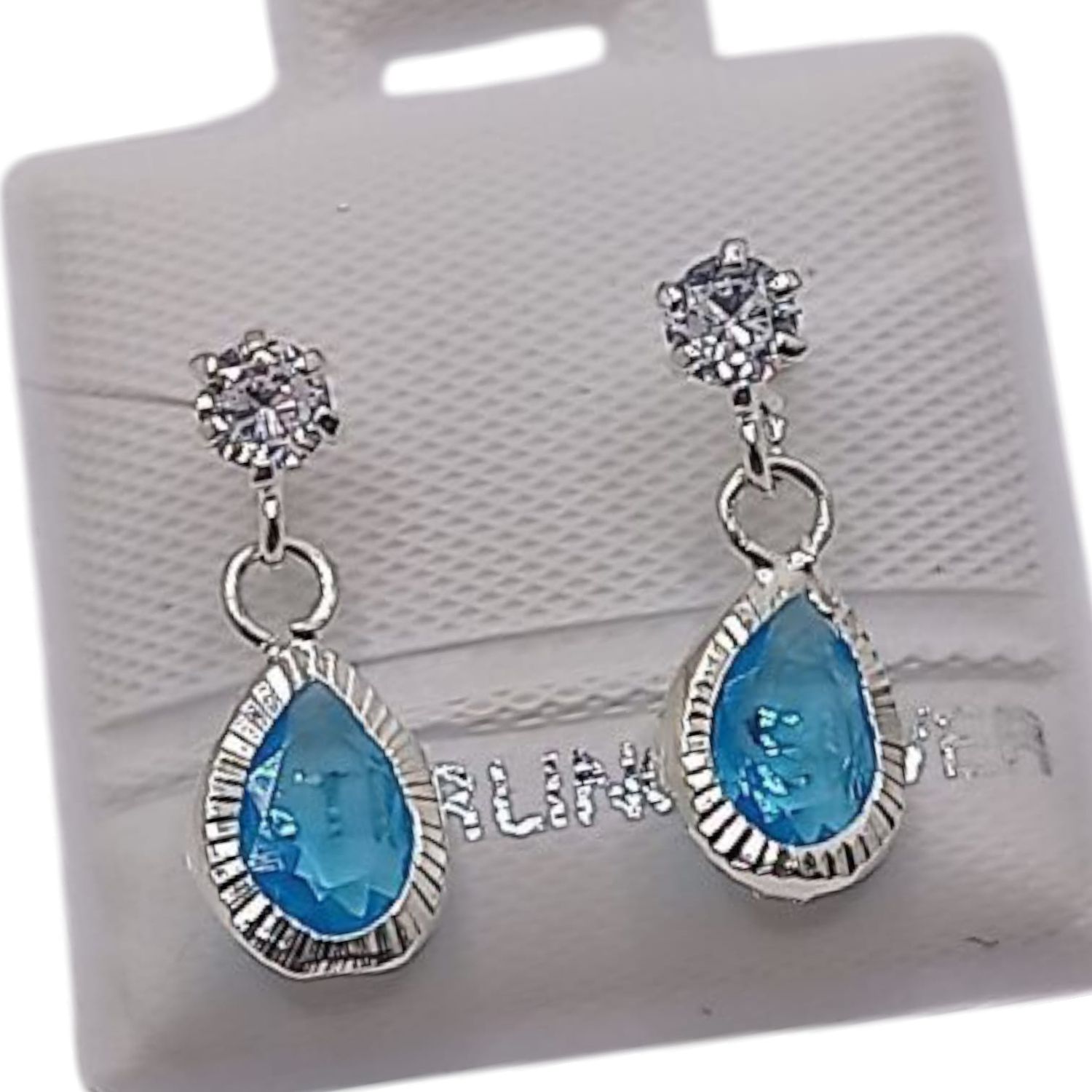 BROQUEL COLGANTE GOTA CZ AZUL, PLATA .925