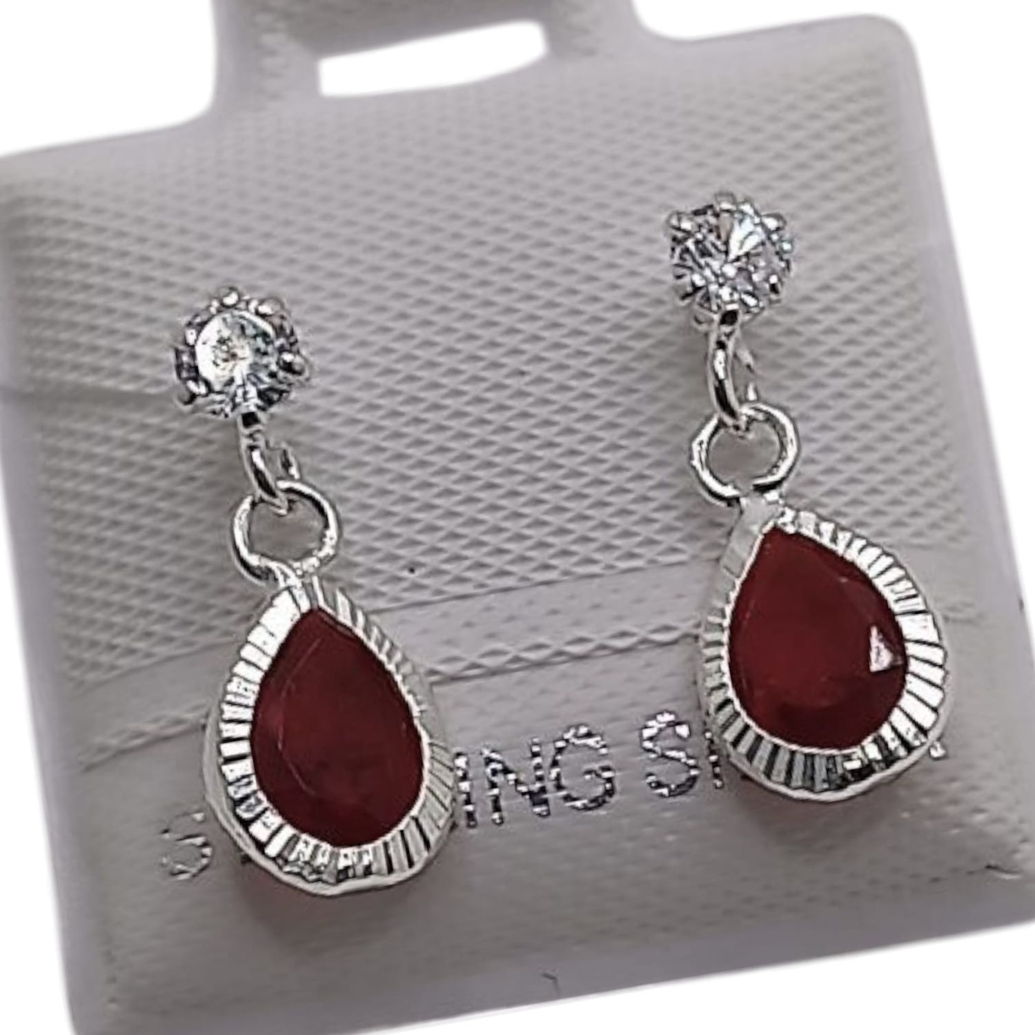 BROQUEL COLGANTE GOTA CZ ROJA, PLATA .925