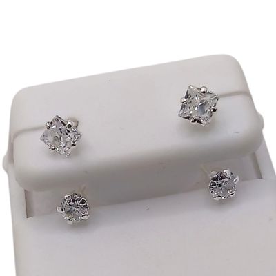 BROQUEL CURVO ROMBO CZ BCA, PLATA .925