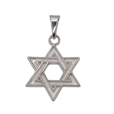 DIJE ESTRELLA DE DAVID 3.5 CM LARGO TOTAL CON ASA, PLATA .925