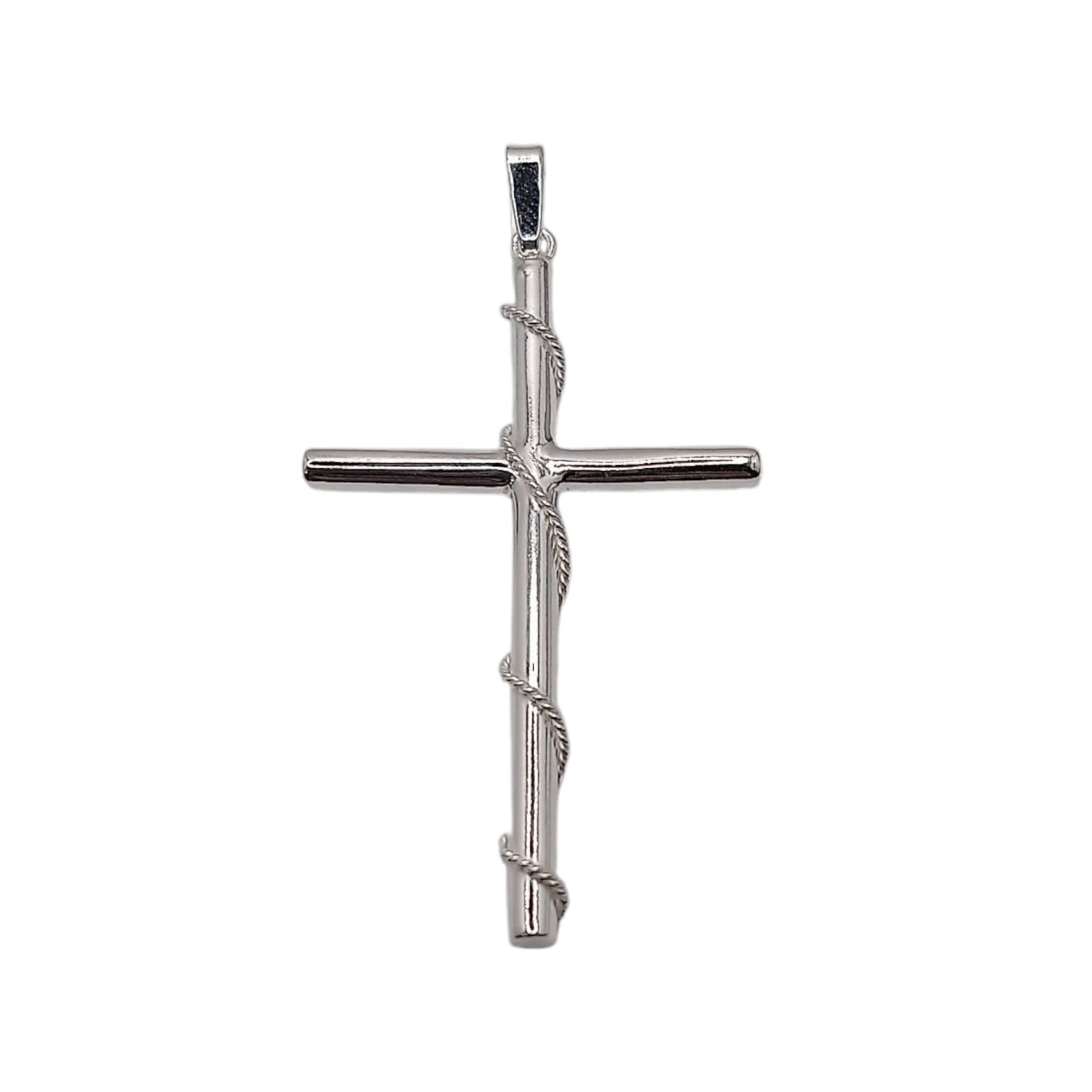 DIJE CRUZ CON CUERDA 5 CM PLATA .925