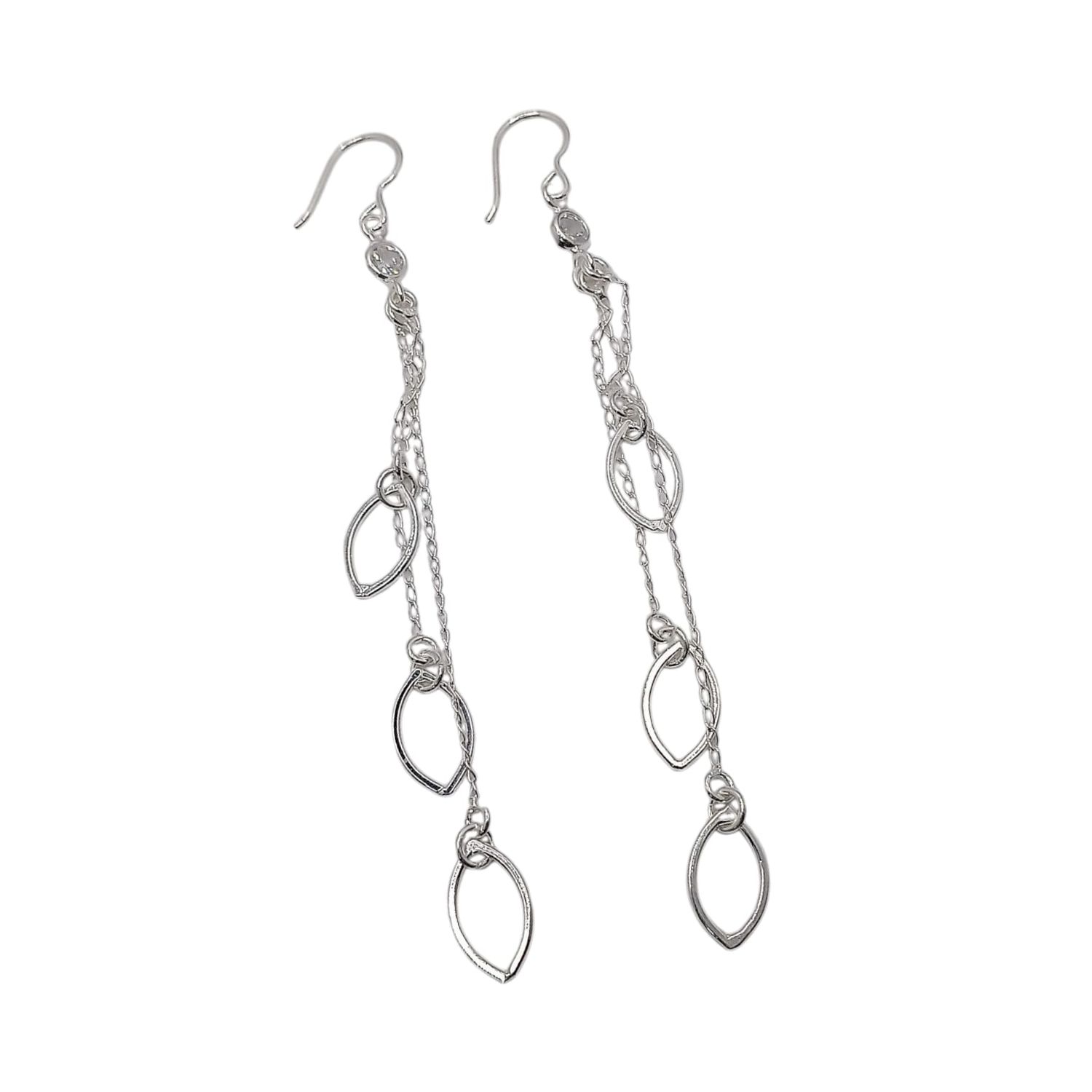 ARETE FANCY LARGO CON CZ,  10.5  CM PLATA  .925