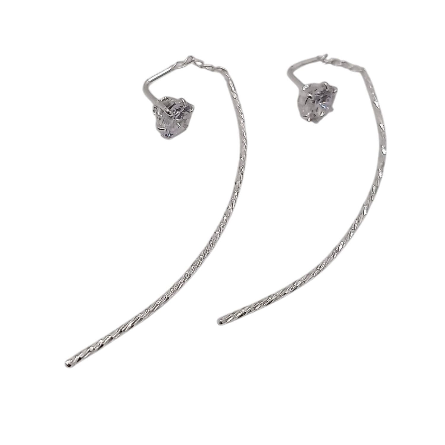 ARETE VIOL CON CZ VARIOS COLORES 5.5 CM LARGO PLATA .925