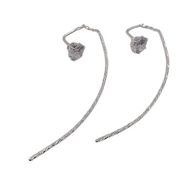 ARETE VIOL CON CZ VARIOS COLORES 5.5 CM LARGO PLATA .925
