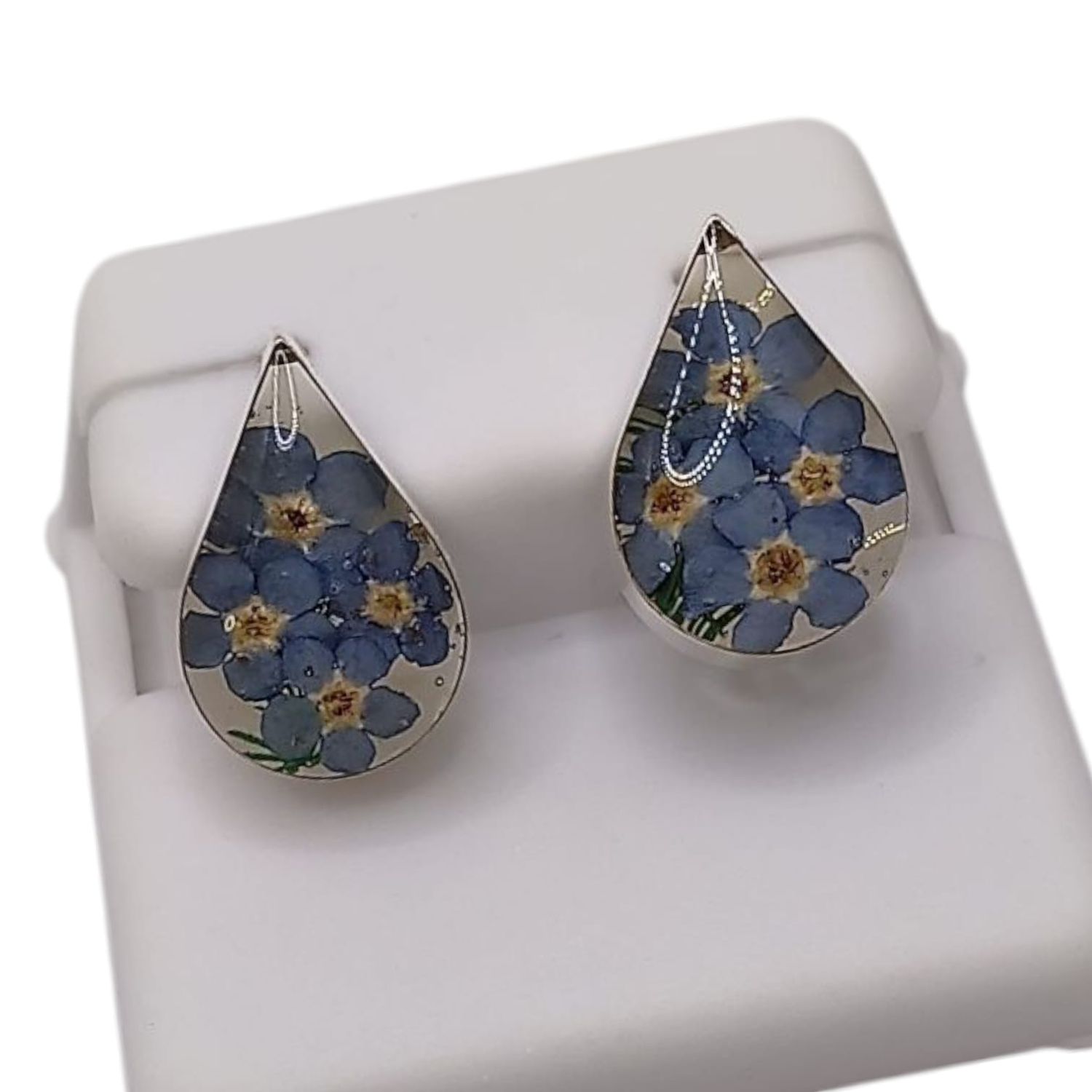 ARETE NATURALEZA MUERTA EN GOTA 1.5 CM PLATA .925