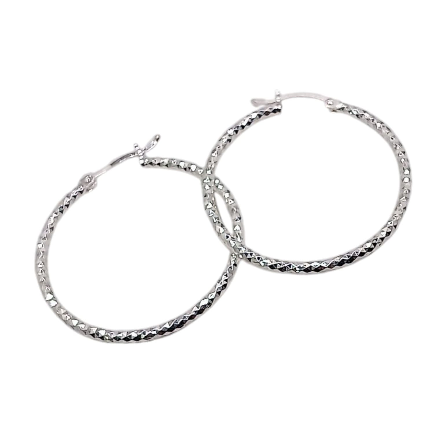 ARRACADA DIAMANTADA 5 CM, PLATA .925