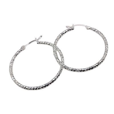 ARRACADA DIAMANTADA 5 CM, PLATA .925