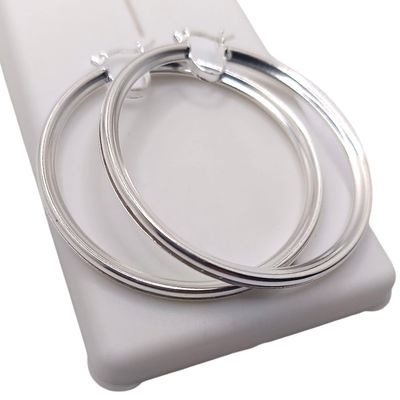 ARRACADA CANAL 5 CM CON CZ BAGUET PLATA .925l PLATA .925