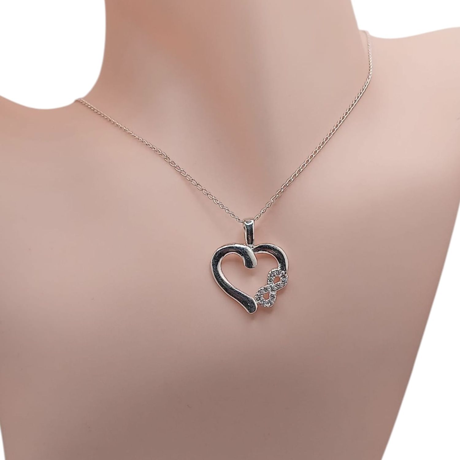 GARGANTILLA 18&quot; CORAZON CON INFINITO, PLATA .925
