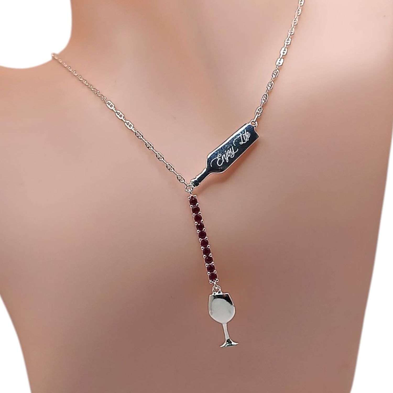 GARGANTILLA DISFRUTA LA VIDA, 18&quot; PLATA .925