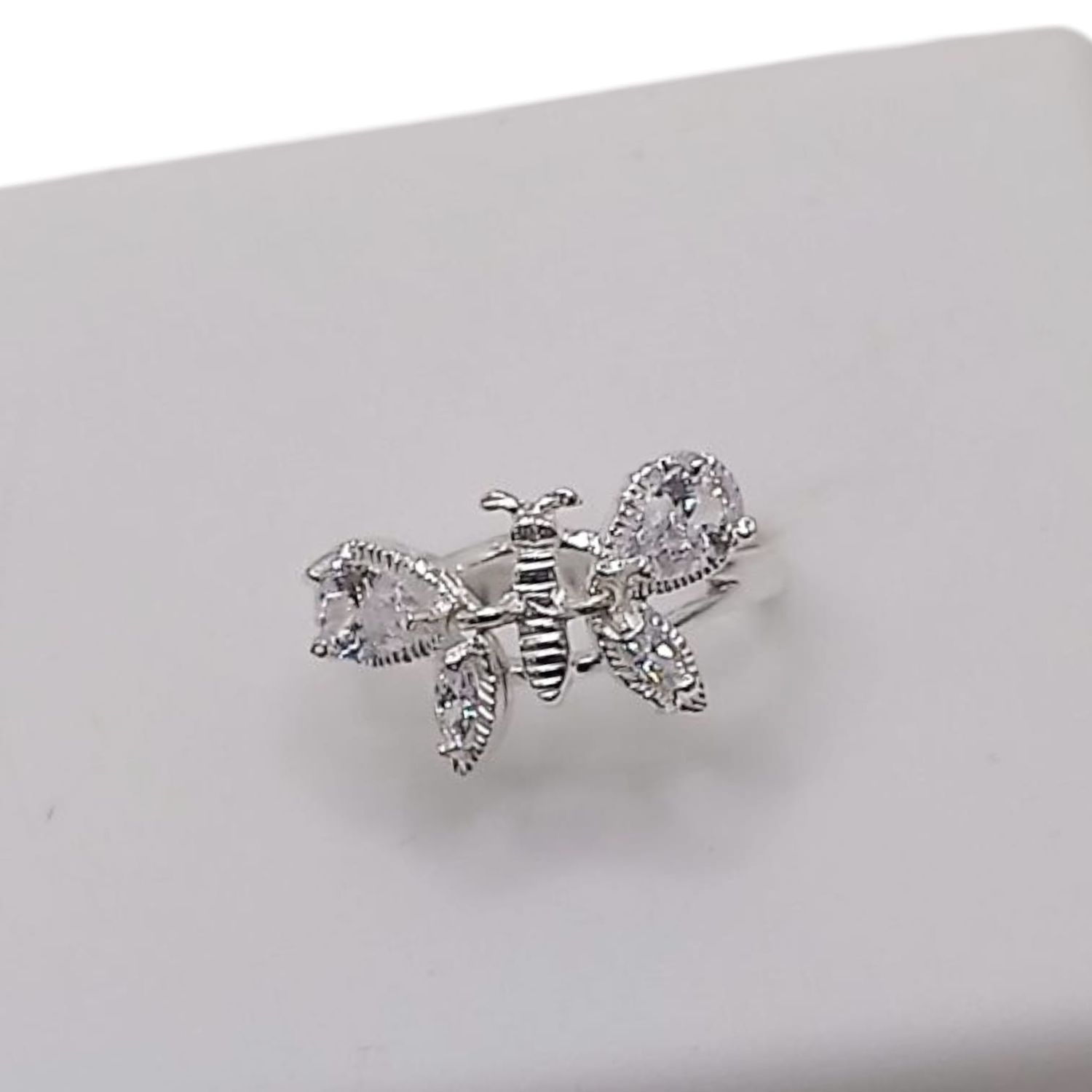 ANILLO MARIPOASA MOVIBLE # 6  CZ BCA, PLATA .925