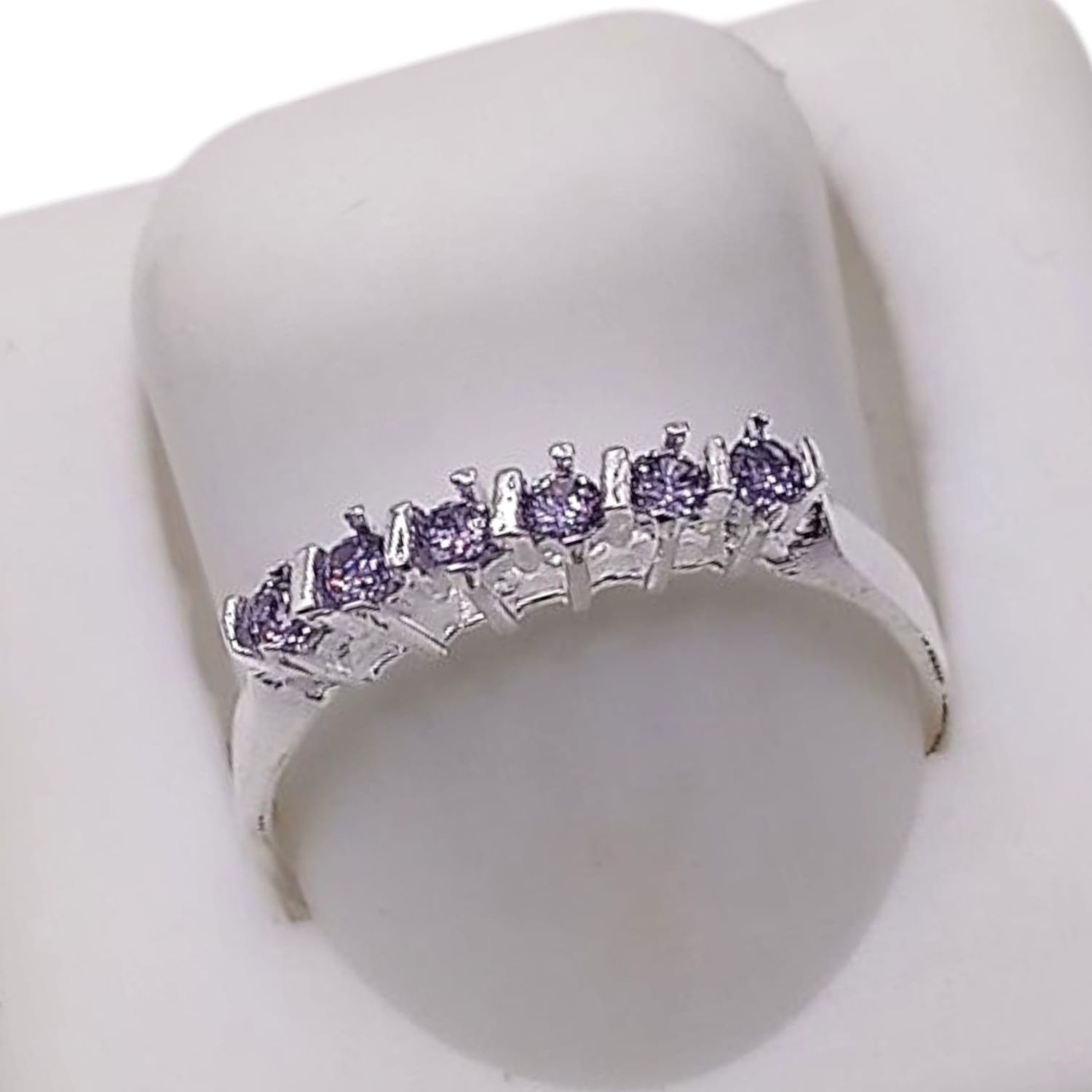 ANILLO CHURUMBELA CZ LILA # 6 PLATA .925