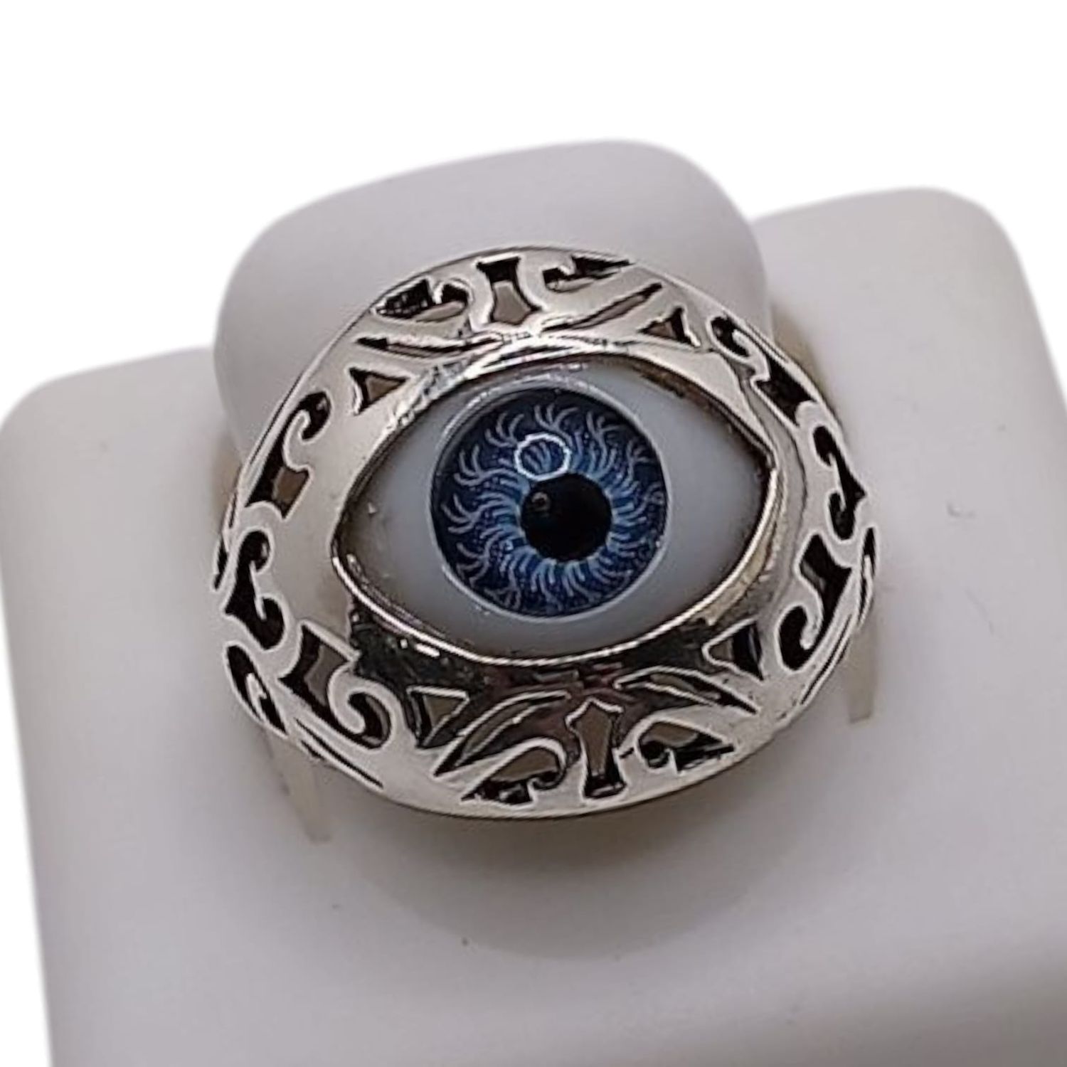 ANILLO  CALADO OJO DE LA SUERTE  #6, PLATA .925
