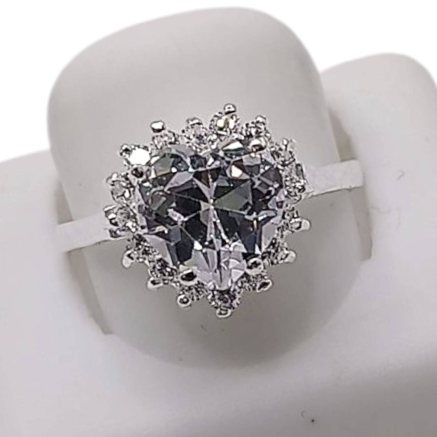 ANILLO CORAZON CZ BCA # 10 PLATA .92