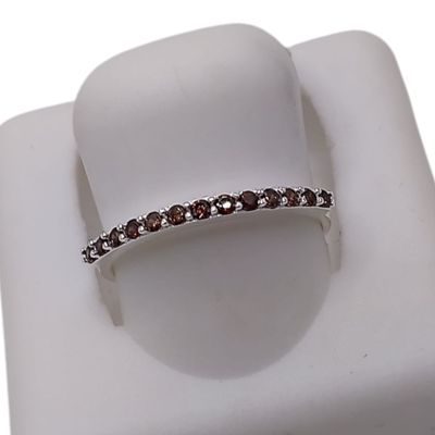 ANILLO CHURUMBELA CZ CHOCOLATE  # 5.5 PLATA .925