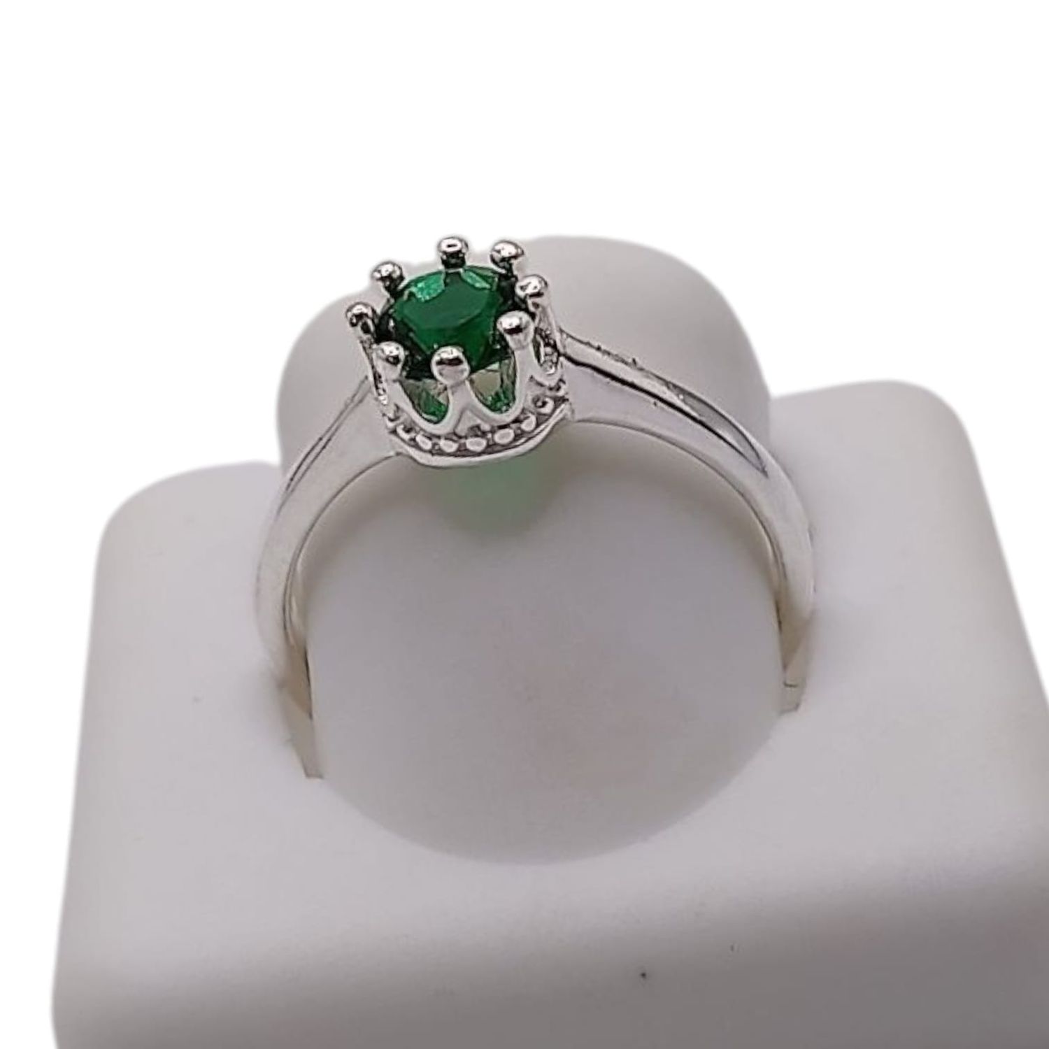 ANILLO CORONITA  CZ VERDE VARIAS MEDIDAS PLATA .925