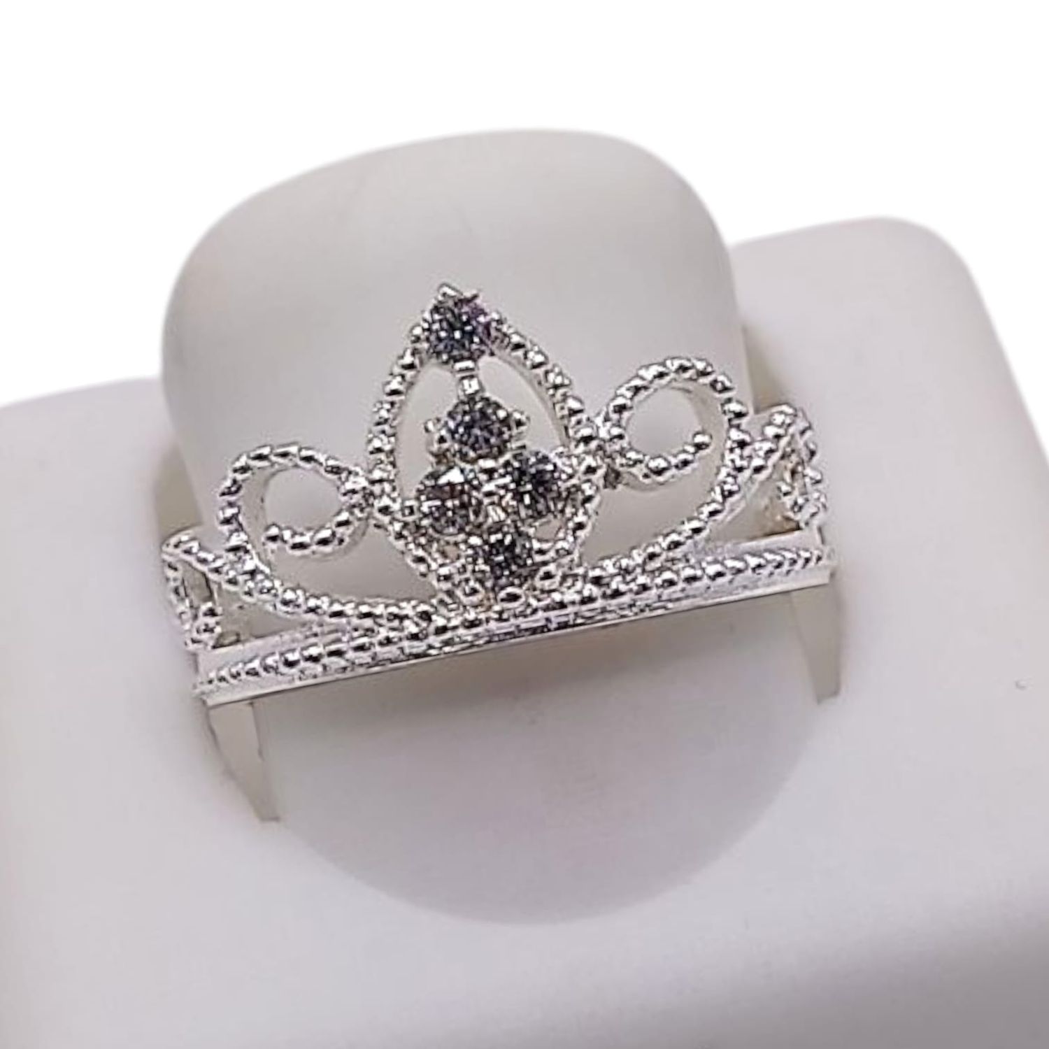 ANILLO CORONA CON CZ  VARIAS MEDIDAS PLATA .925